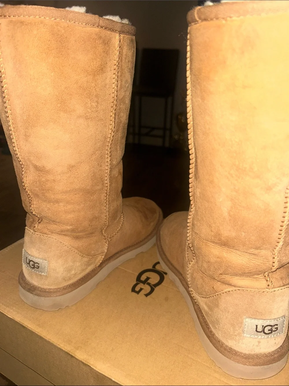UGG Tall Shearling-Lined Suede Boots - Chestnut Tan